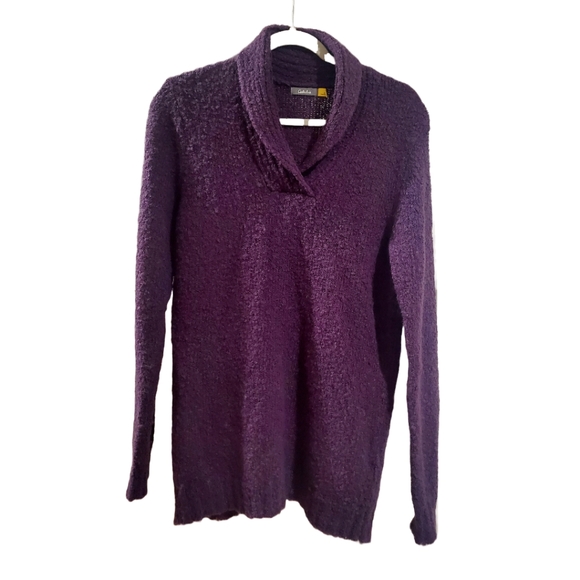 Cabela's wool blend cowl V-neck sweater purple small petite - Picture 1 of 6